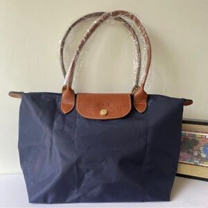 Longchamp Medium Navy Blue Tote Bag